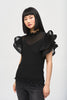 CHIFFON PLEATED TOP WITH RUFFLED SLEEVES