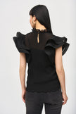 CHIFFON PLEATED TOP WITH RUFFLED SLEEVES