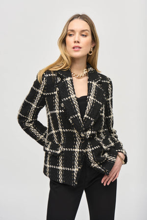 PLAID BOUCLE BLAZER WITH POCKETS