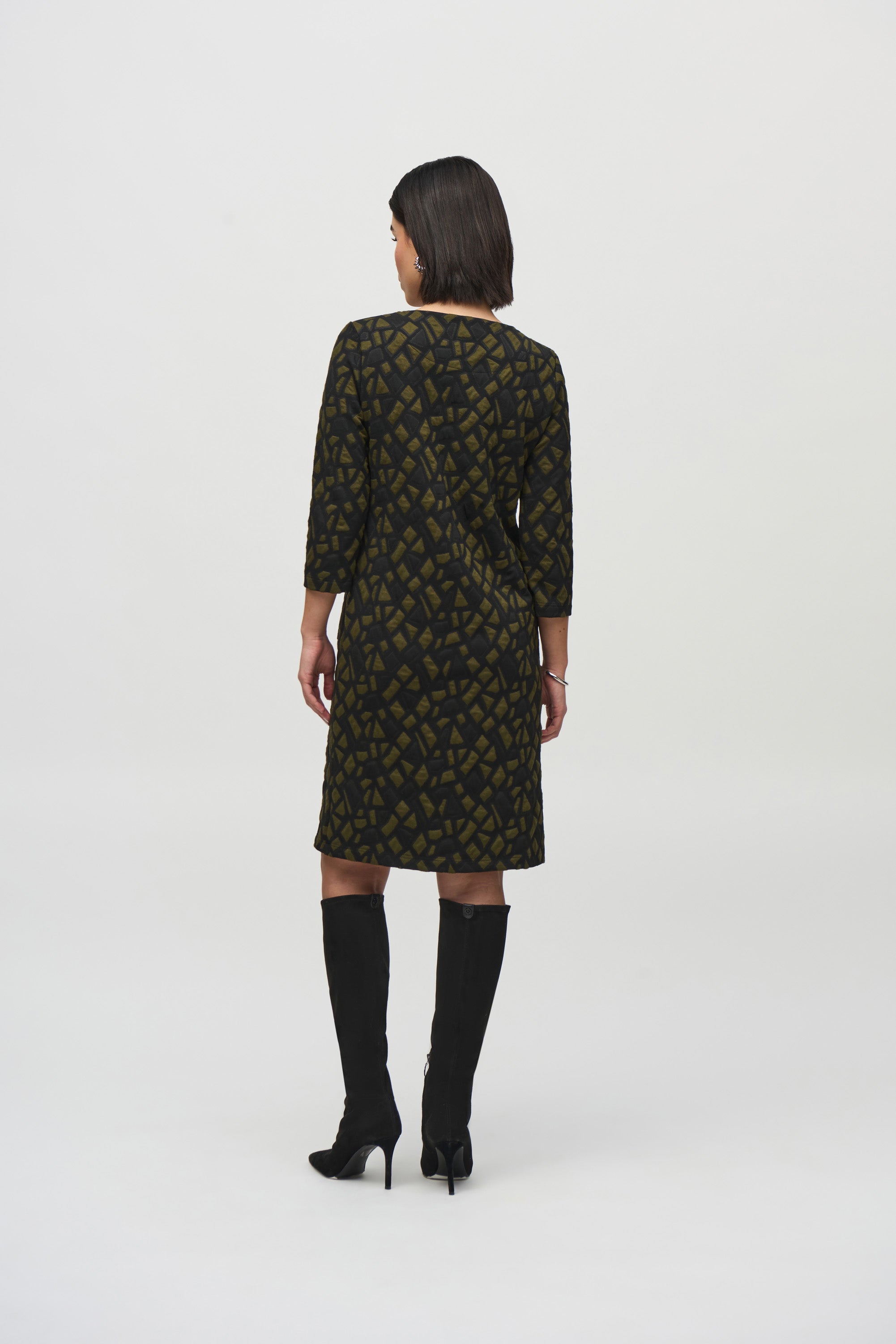 JACQUARD KNIT STRAIGHT DRESS