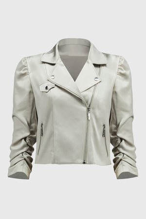 SATIN MOTO JACKET WITH ZIPPERS