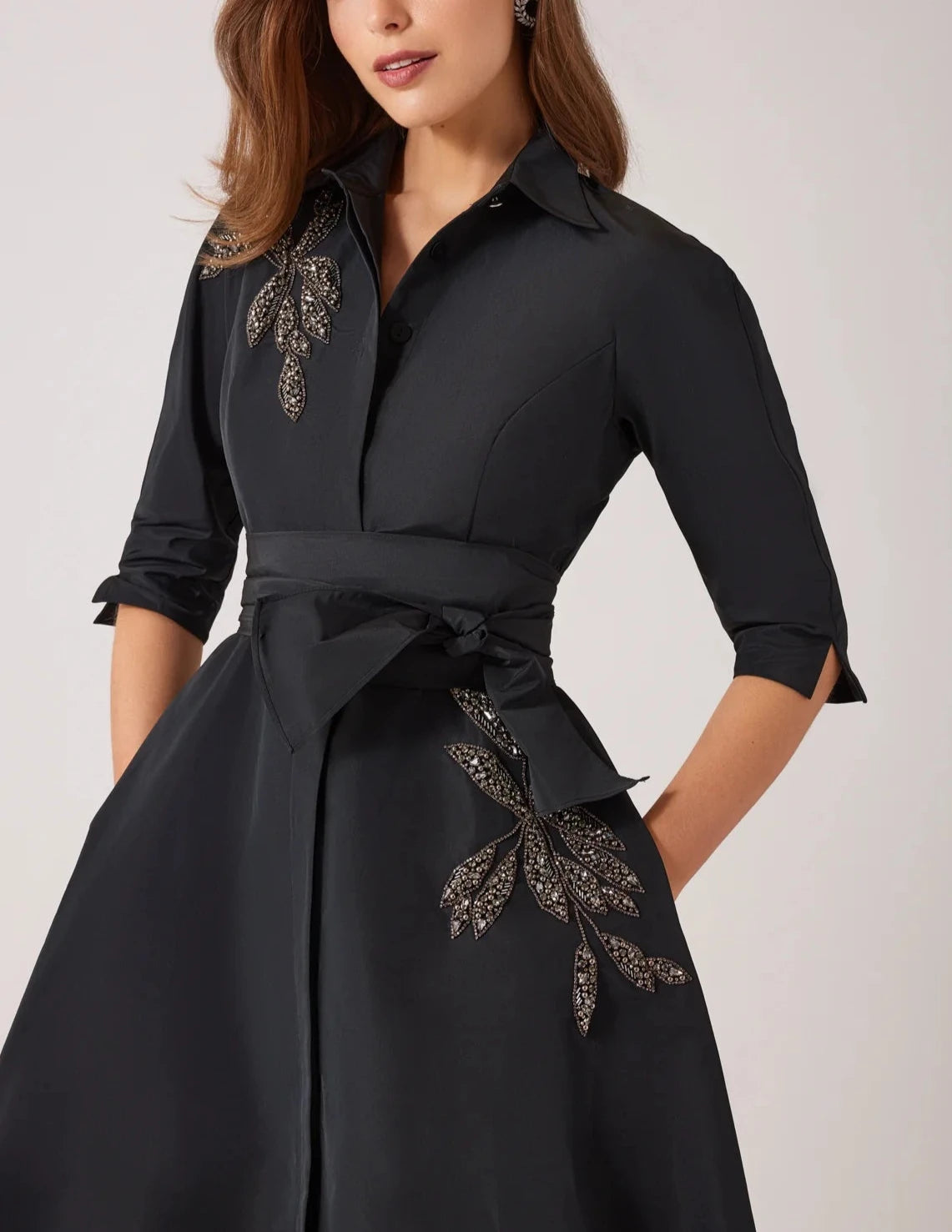 TAFFETA AND FAILLE DAYTIME SHIRT DRESS