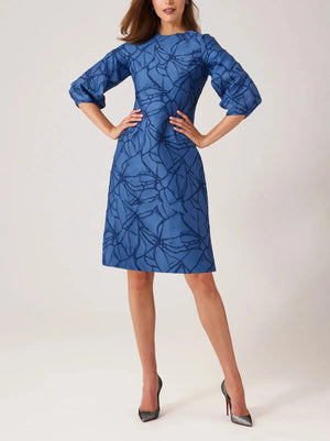 BALOON SLEEVE JACQUARD ALINE DRESS