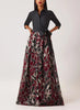 TAFFETA METALLIC FLORAL ORGANZA SHIRT GOWN