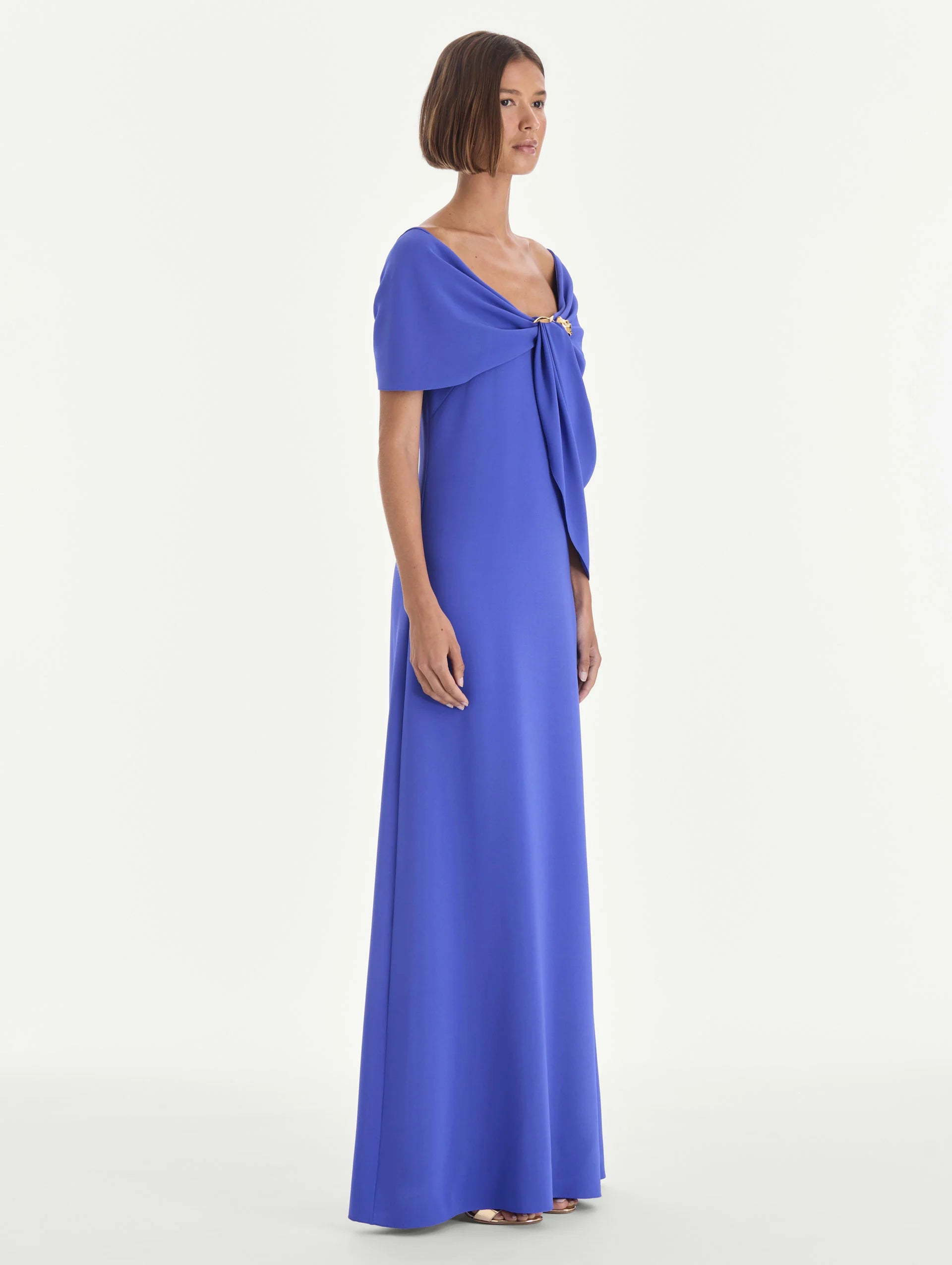 OFF SHOULDER DRAPED DETAIL GEORGETTE CAFTAN