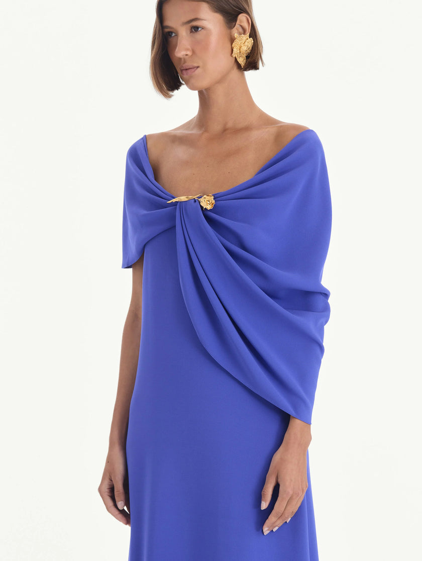 OFF SHOULDER DRAPED DETAIL GEORGETTE CAFTAN