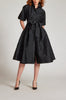 TAFFETA SEQUIN EMBELLISHED PUFF SLEEVE DRESS