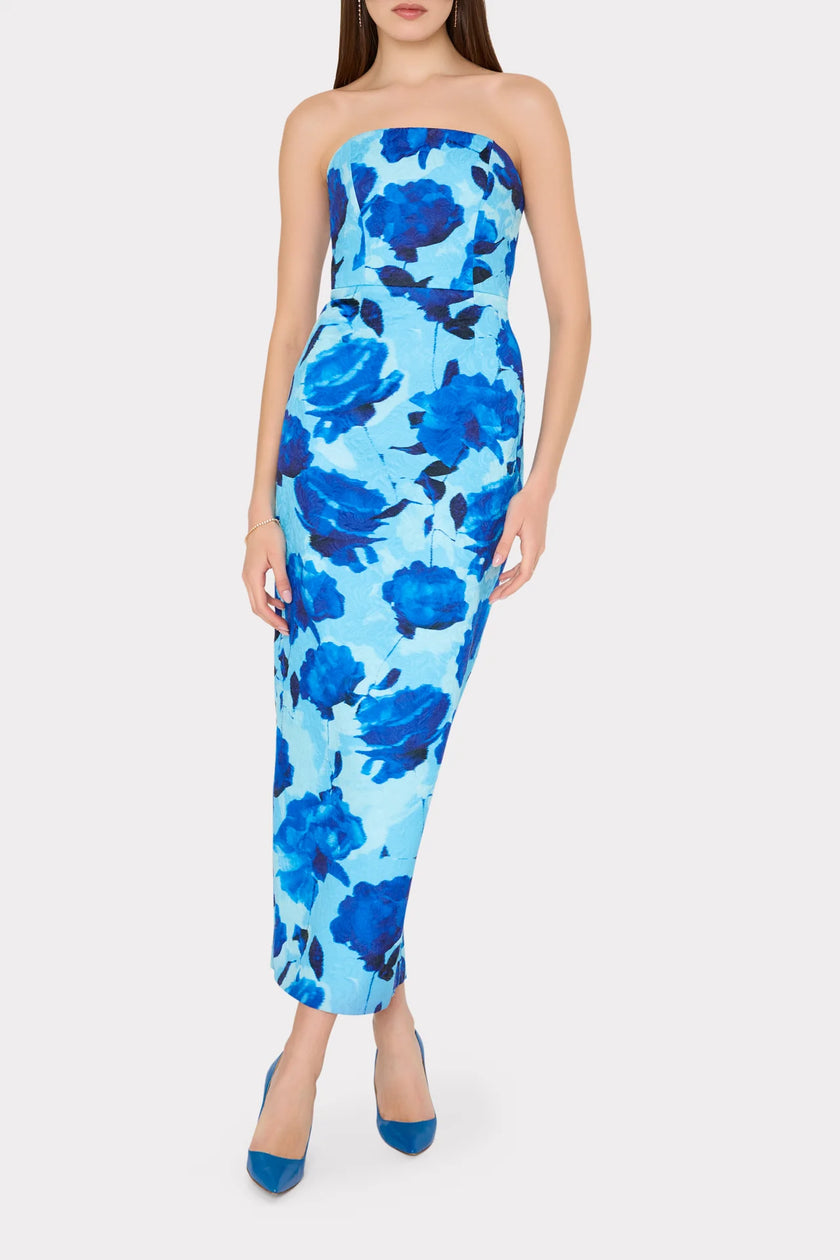 ORION BLURRED BLOSSOM JACQUARD DRESS