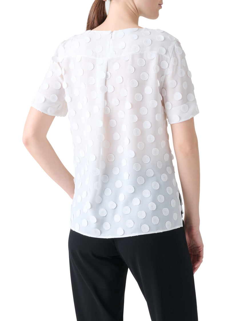 POLKA DOT APPLIQUE TECHNO GEORGETTE BLOUSE