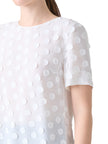 POLKA DOT APPLIQUE TECHNO GEORGETTE BLOUSE