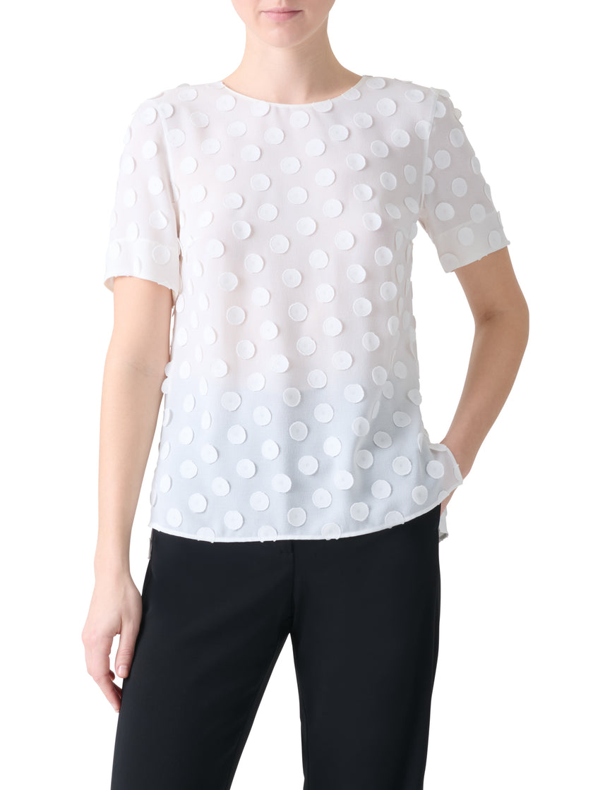 POLKA DOT APPLIQUE TECHNO GEORGETTE BLOUSE