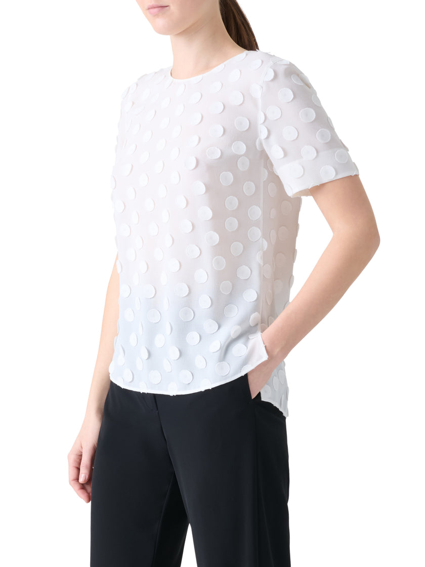 POLKA DOT APPLIQUE TECHNO GEORGETTE BLOUSE