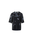 DOT SEQUIN EMBELLISHED TULLE SHORT SLEEVE TOP