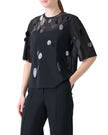 DOT SEQUIN EMBELLISHED TULLE SHORT SLEEVE TOP