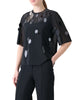 DOT SEQUIN EMBELLISHED TULLE SHORT SLEEVE TOP