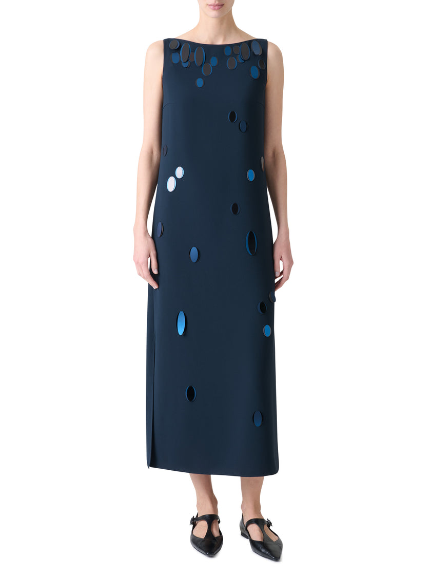 SEQUIN DOT HEAVY CREPE MIDI DRESS