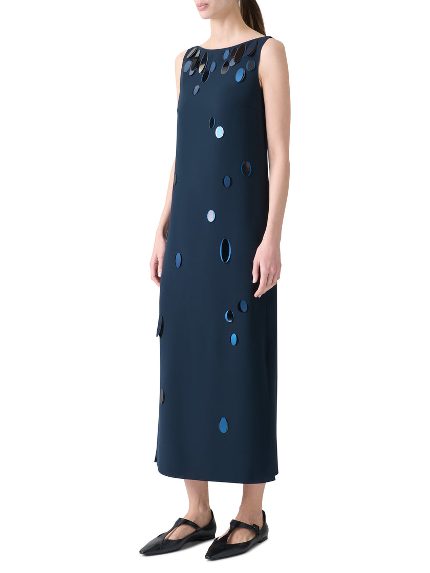 SEQUIN DOT HEAVY CREPE MIDI DRESS