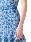 SLEEVELESS BELTED DOT SEERSUCKER DRESS