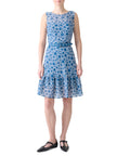 SLEEVELESS BELTED DOT SEERSUCKER DRESS