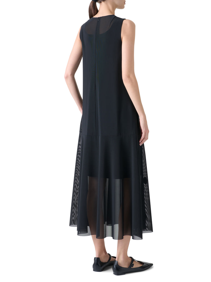 DROPPING DOTS PAILETTE TECHNO TULLE MIDI DRESS