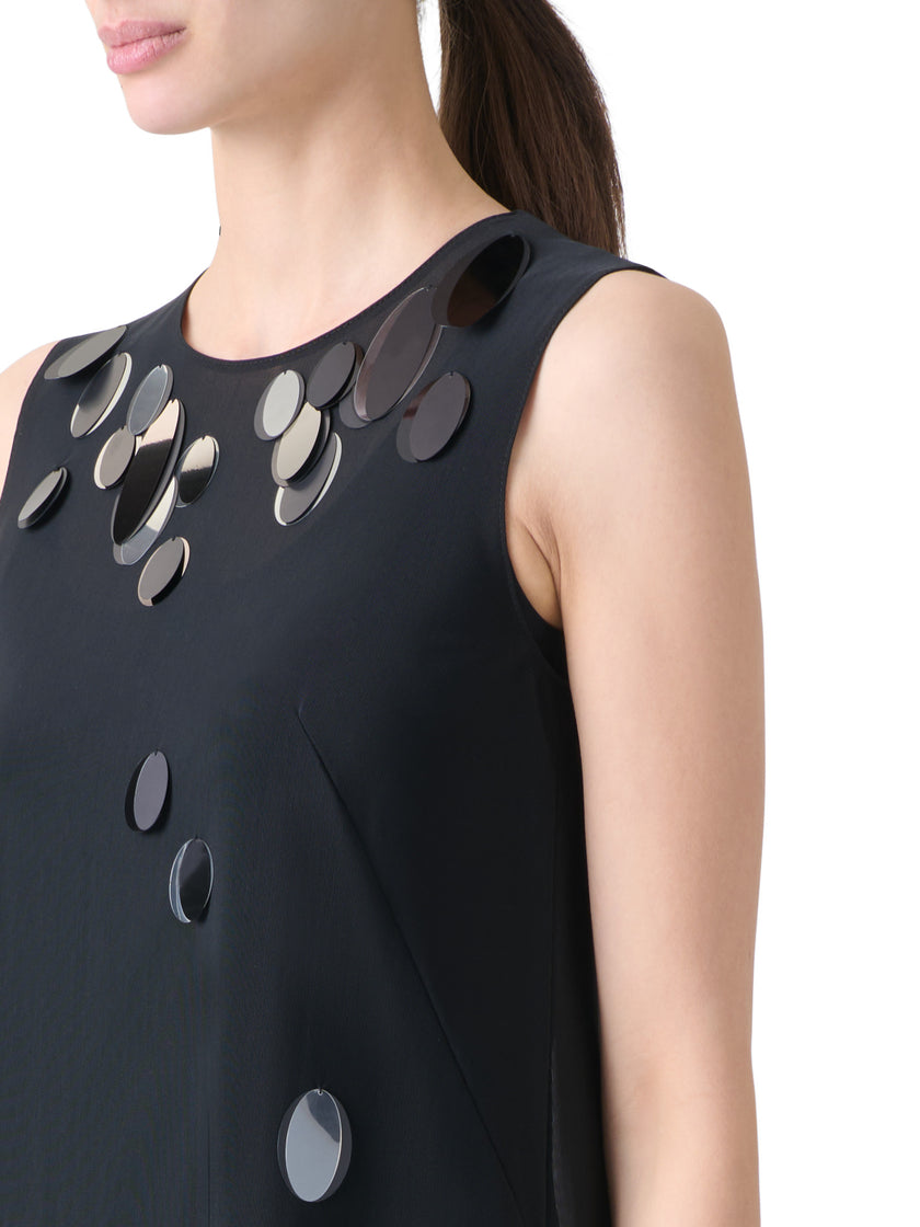 DROPPING DOTS PAILETTE TECHNO TULLE MIDI DRESS