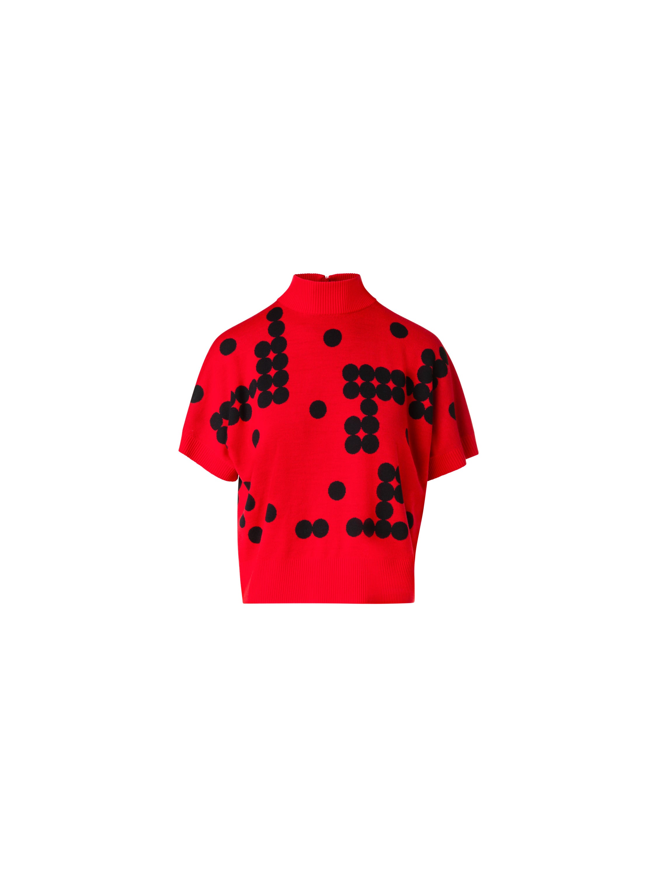 DOT GRID JACQUARD WOOL KNIT SWEATER