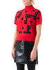 DOT GRID JACQUARD WOOL KNIT SWEATER