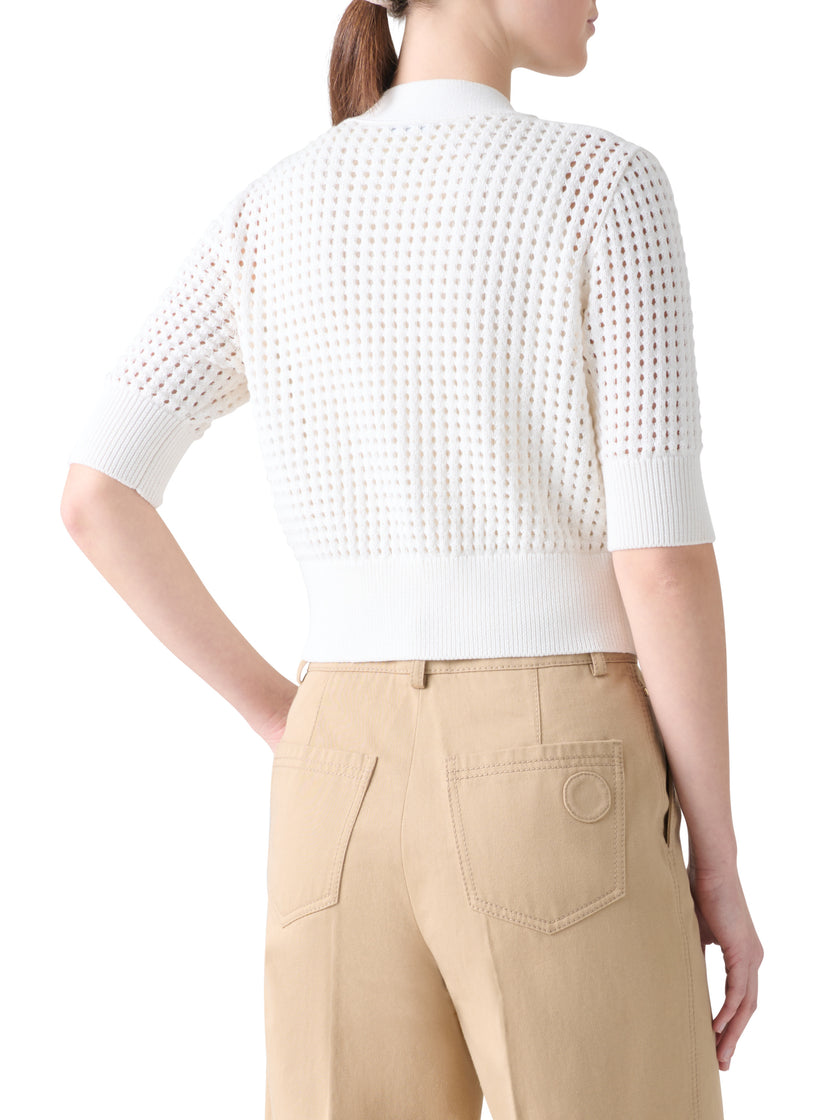 CHUNKY COTTON MESH KNIT CARDIGAN