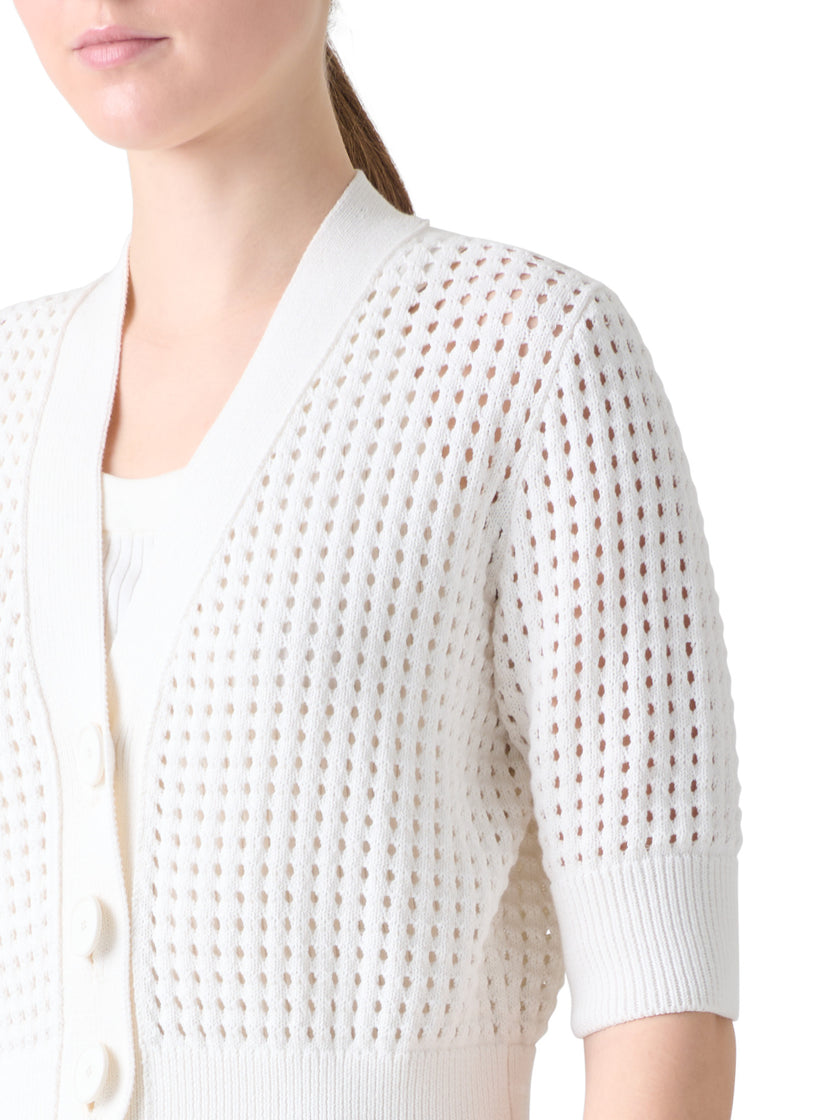 CHUNKY COTTON MESH KNIT CARDIGAN