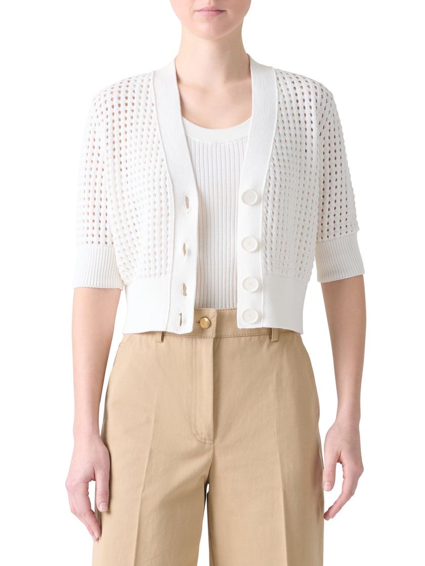 CHUNKY COTTON MESH KNIT CARDIGAN