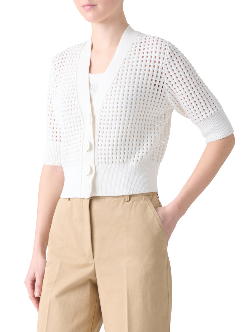 CHUNKY COTTON MESH KNIT CARDIGAN