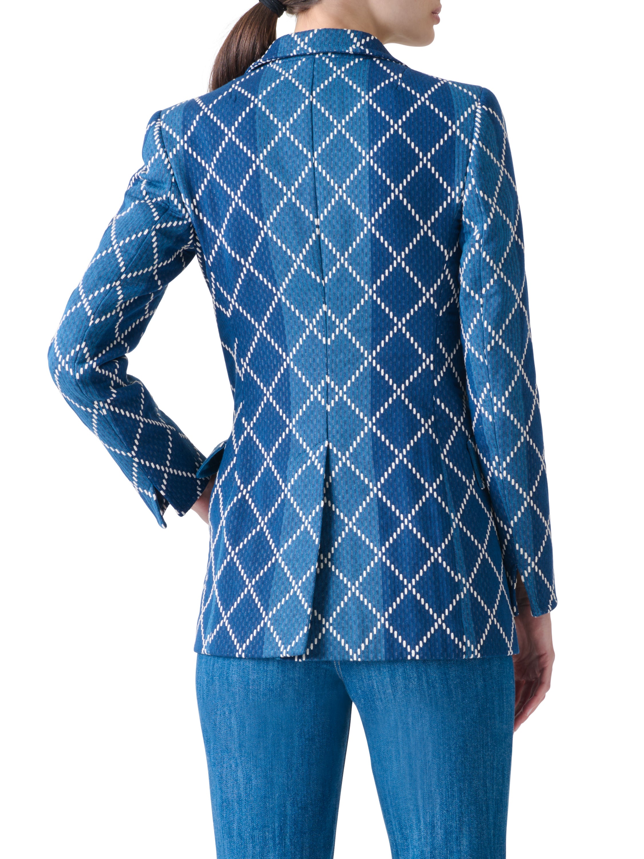 DIAMOND COTTON JACQUARD FITTED BLAZER