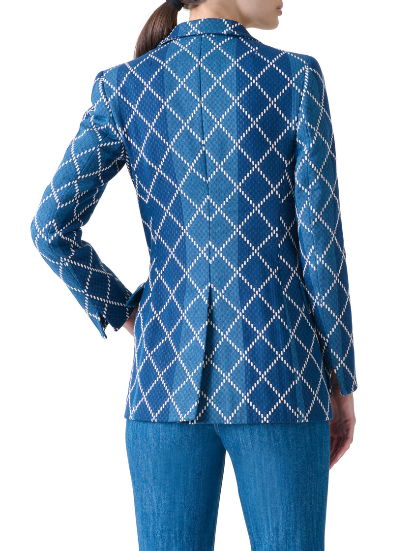 DIAMOND COTTON JACQUARD FITTED BLAZER