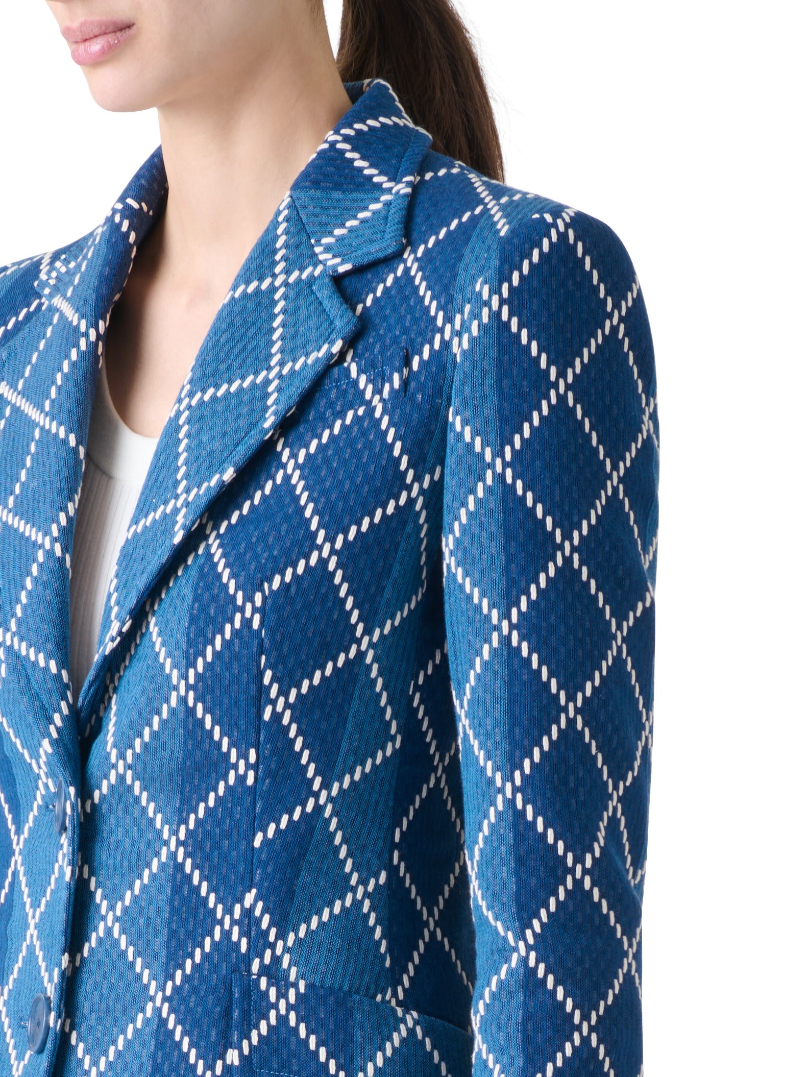 DIAMOND COTTON JACQUARD FITTED BLAZER