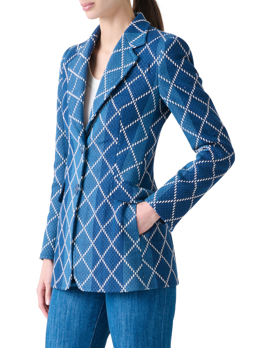 DIAMOND COTTON JACQUARD FITTED BLAZER