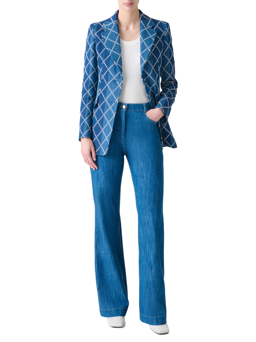 DIAMOND COTTON JACQUARD FITTED BLAZER