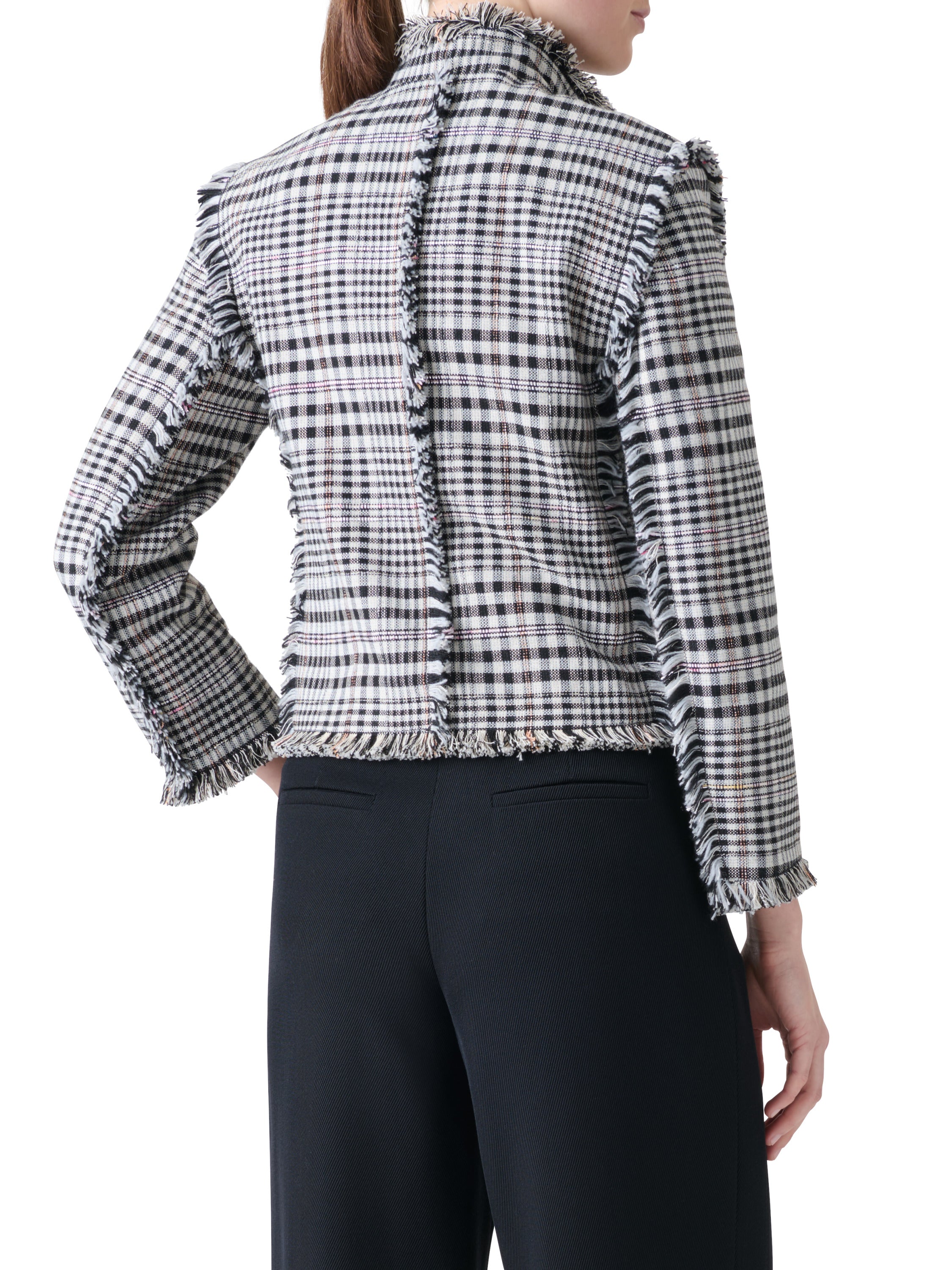 FRINGE TRIM CHECK JACKET