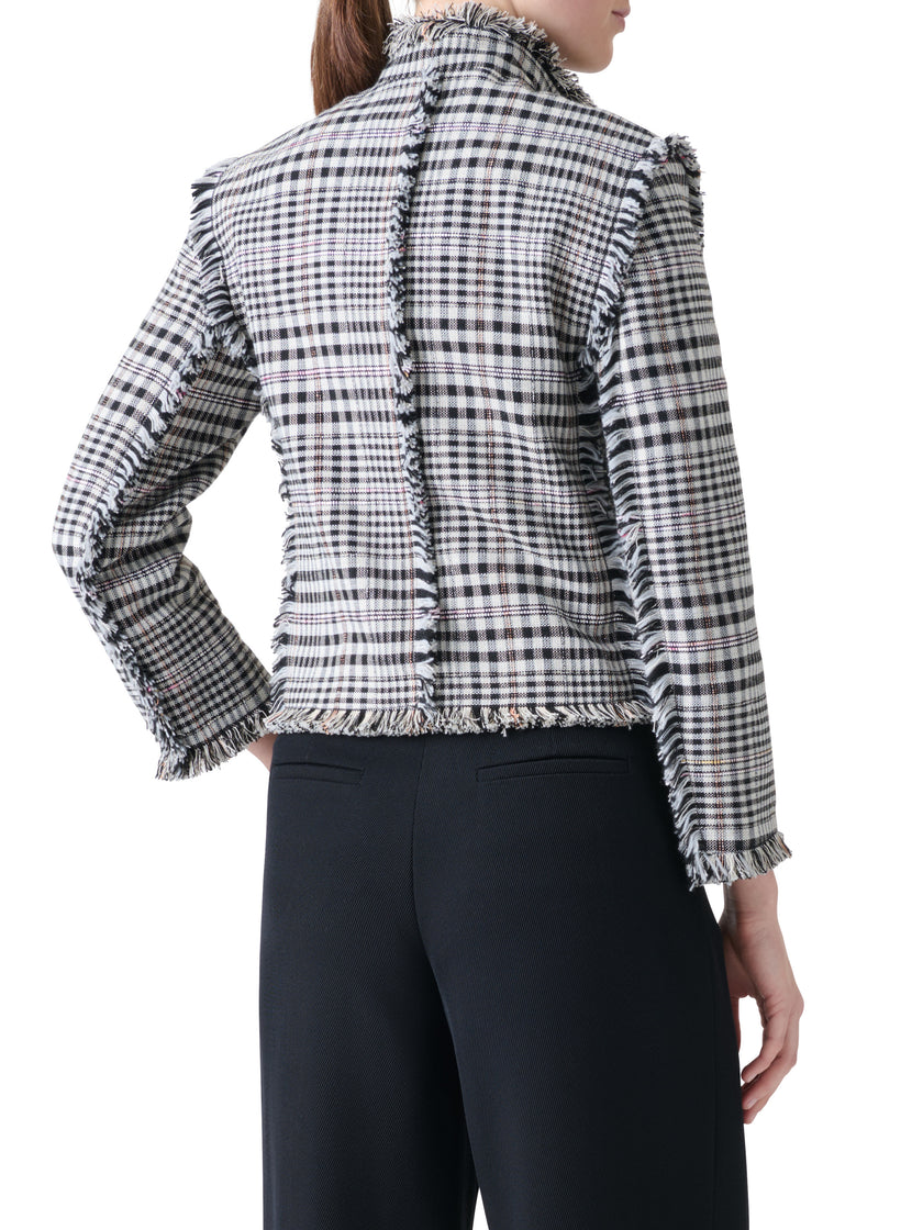 FRINGE TRIM CHECK JACKET