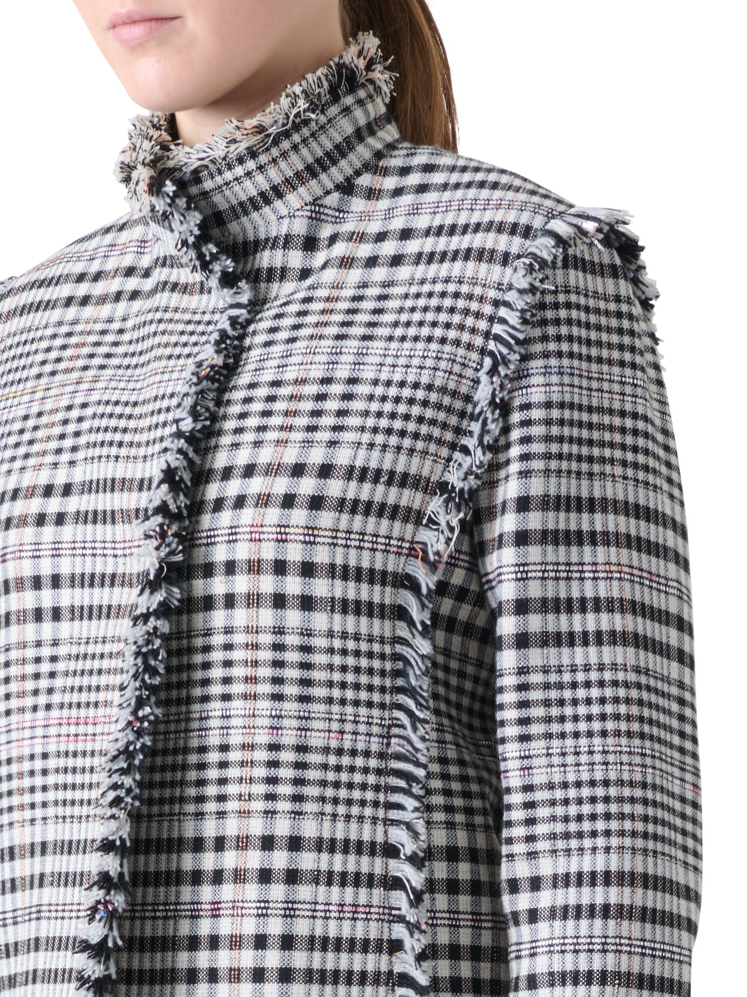 FRINGE TRIM CHECK JACKET