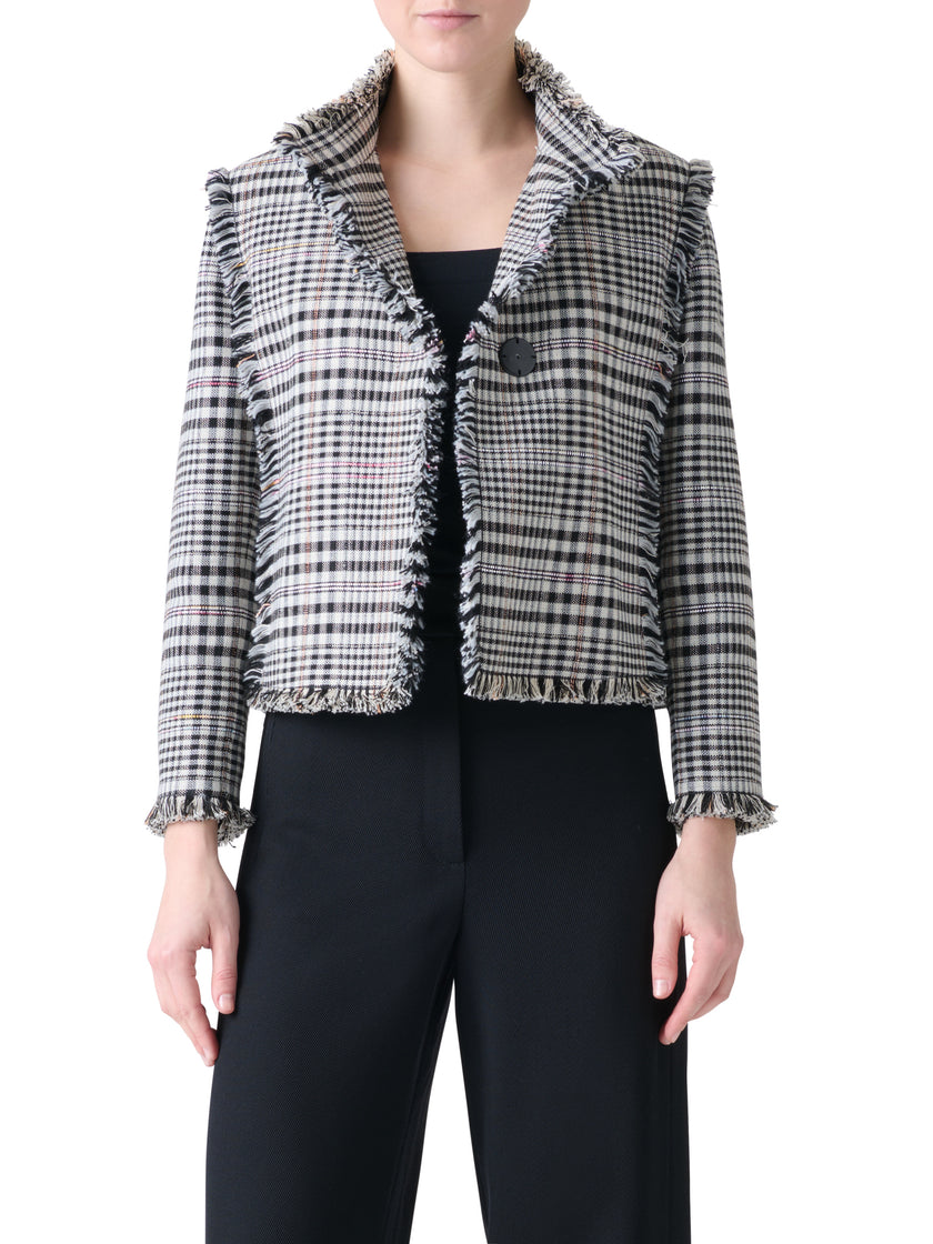 FRINGE TRIM CHECK JACKET