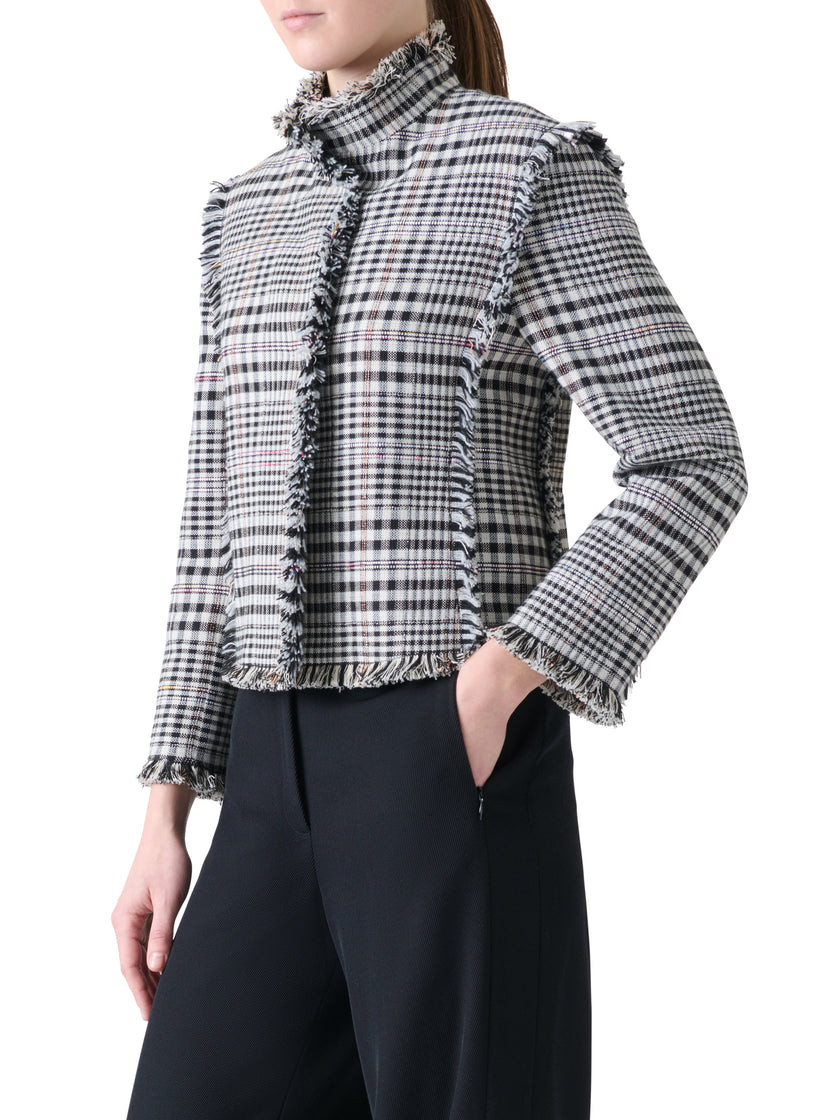 FRINGE TRIM CHECK JACKET