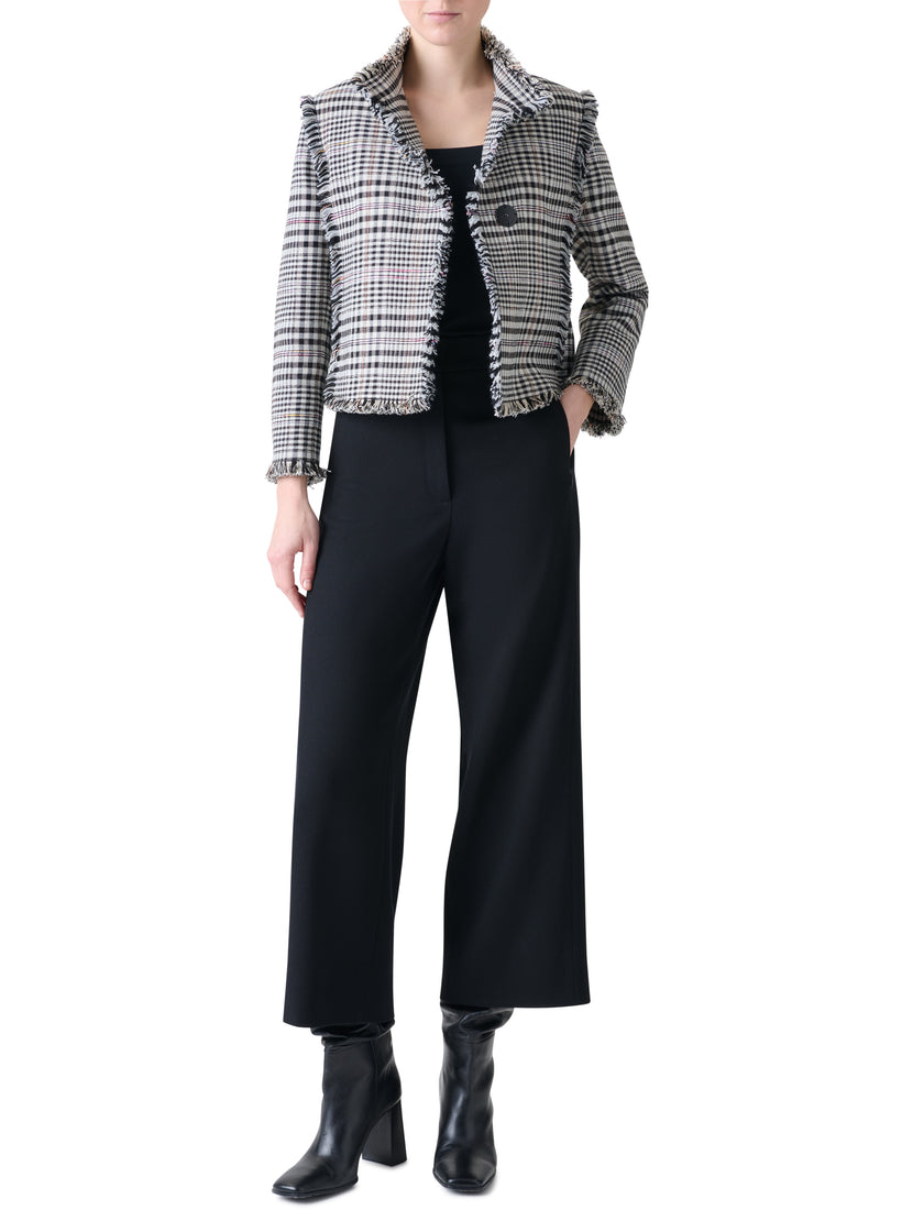 FRINGE TRIM CHECK JACKET