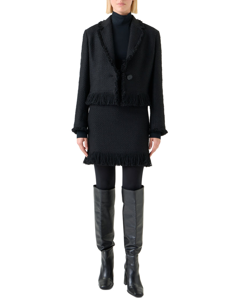 FRINGE BOUCLE TWEED CROP JACKET