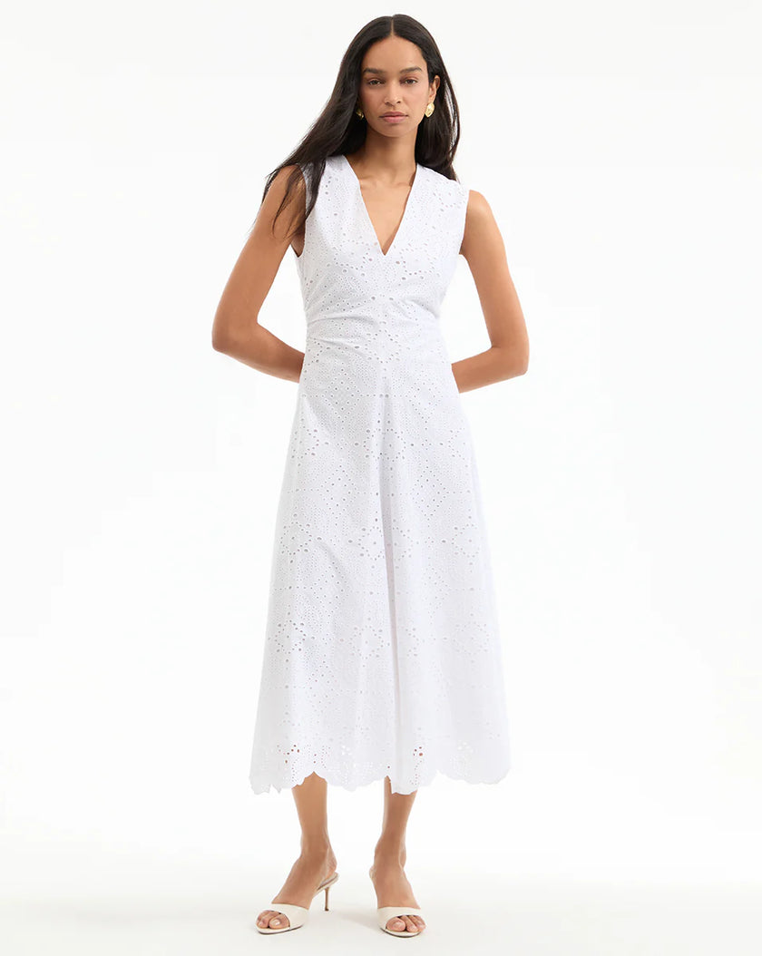 AVEN EYELET MIDI DRESS