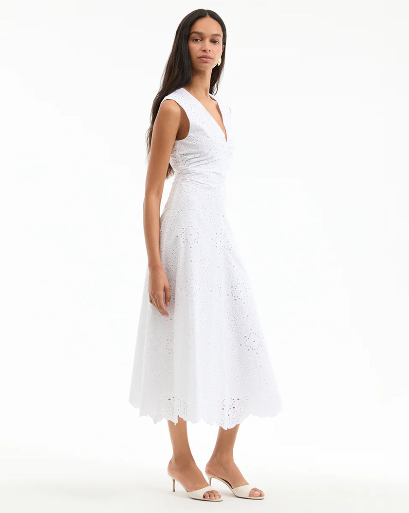 AVEN EYELET MIDI DRESS