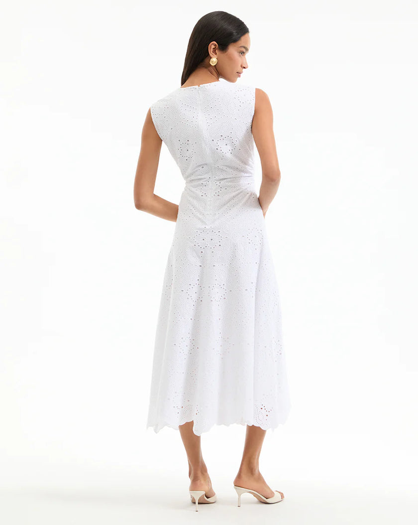 AVEN EYELET MIDI DRESS