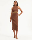 ISLA GOLD MEDALLION MIDI DRESS