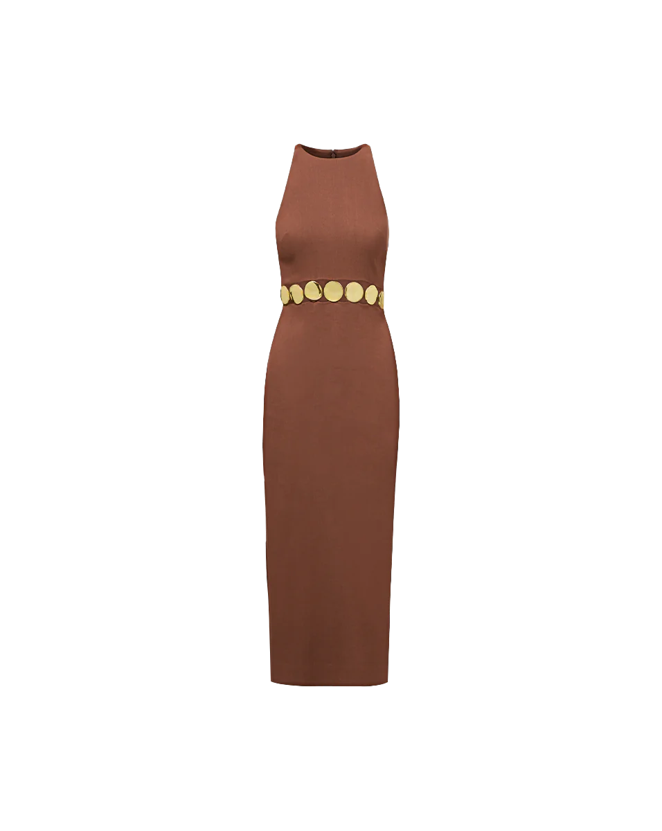 ISLA GOLD MEDALLION MIDI DRESS