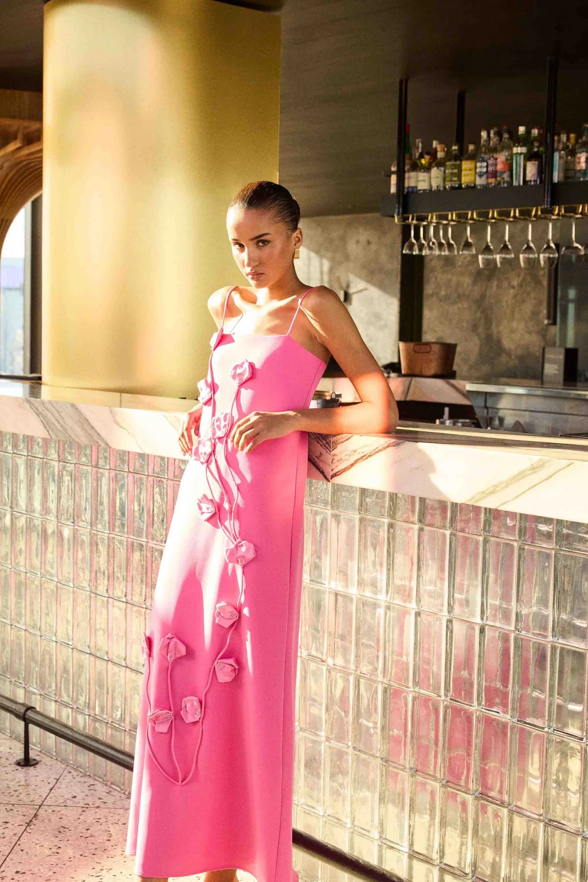 NOLANA FLORAL APPLIQUE GOWN