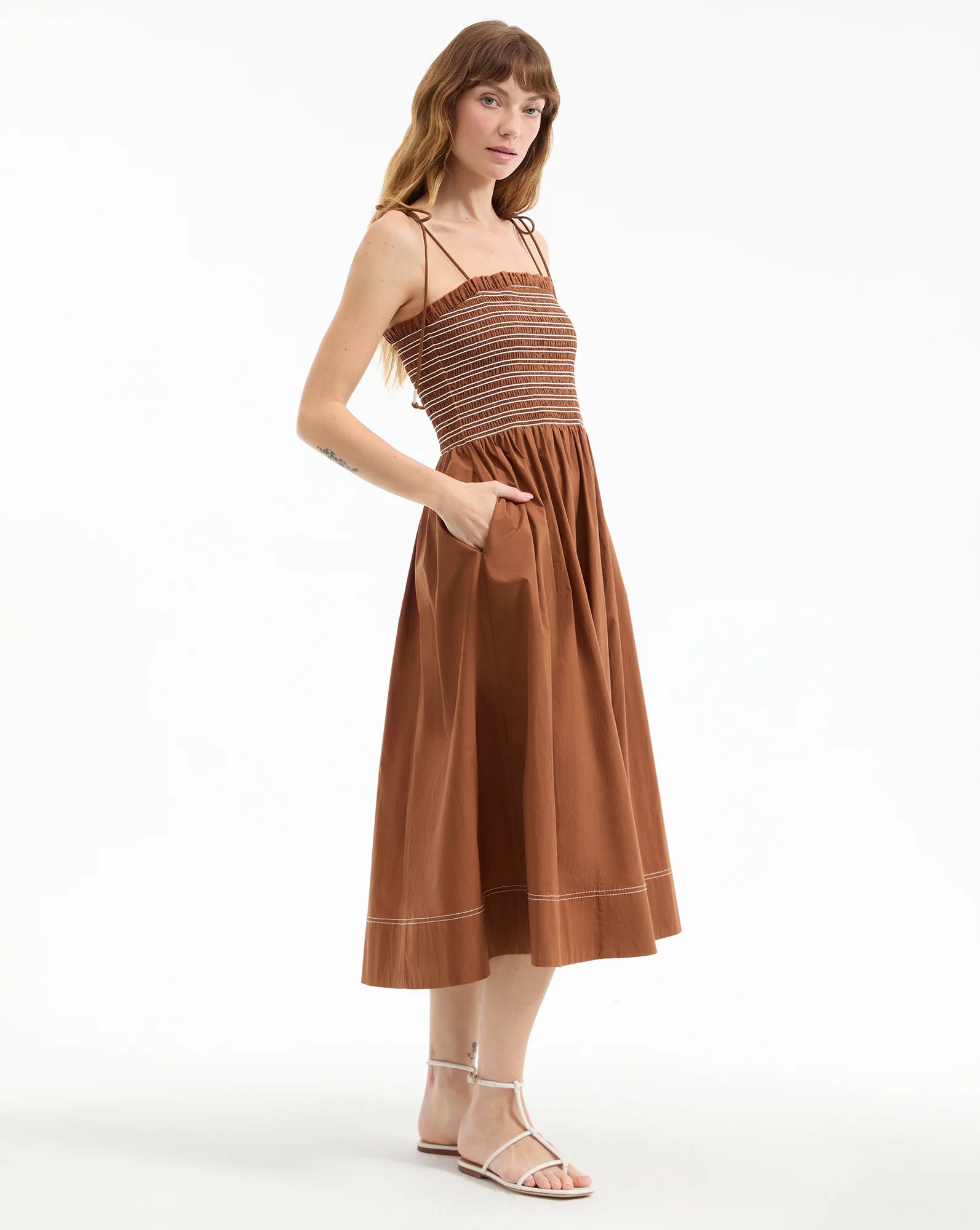 KAELA SMOCKED MIDI DRESS